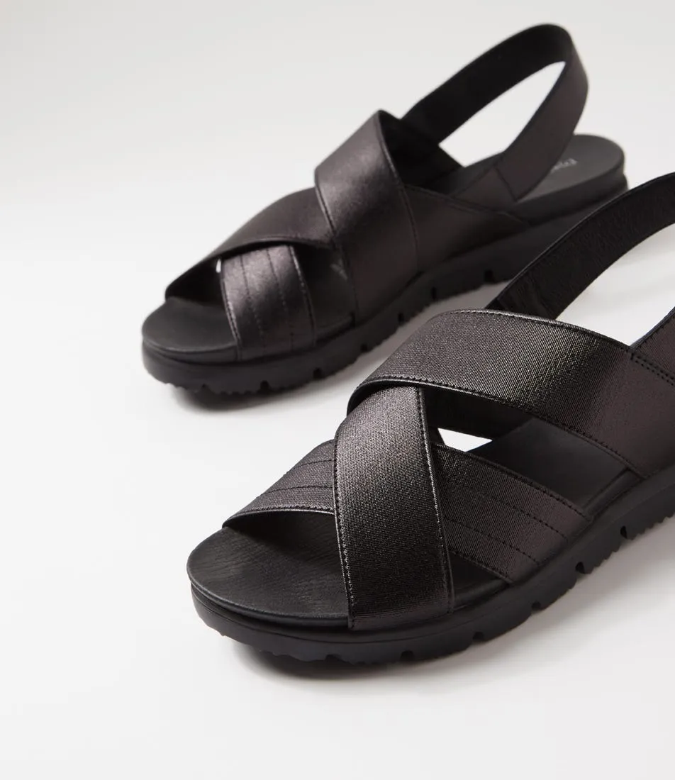 DJANGO & JULIETTE Laramie Black Shine Elastic Sandals