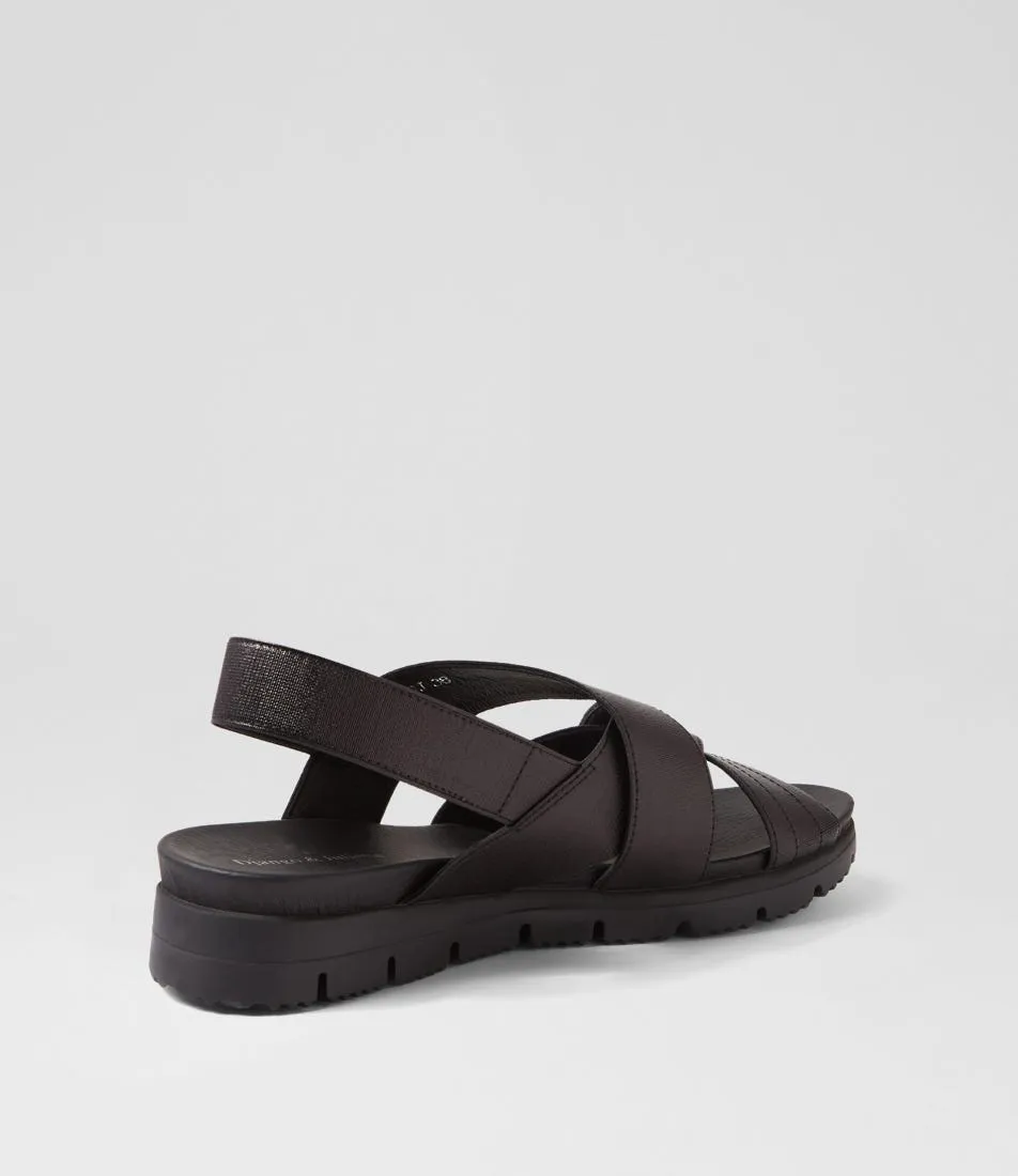 DJANGO & JULIETTE Laramie Black Shine Elastic Sandals