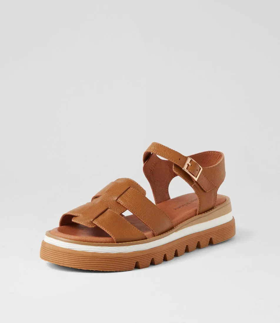 DJANGO & JULIETTE Simm Toffee Leather Sandals