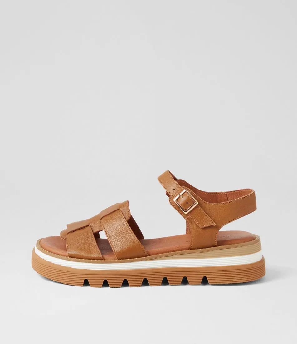 DJANGO & JULIETTE Simm Toffee Leather Sandals