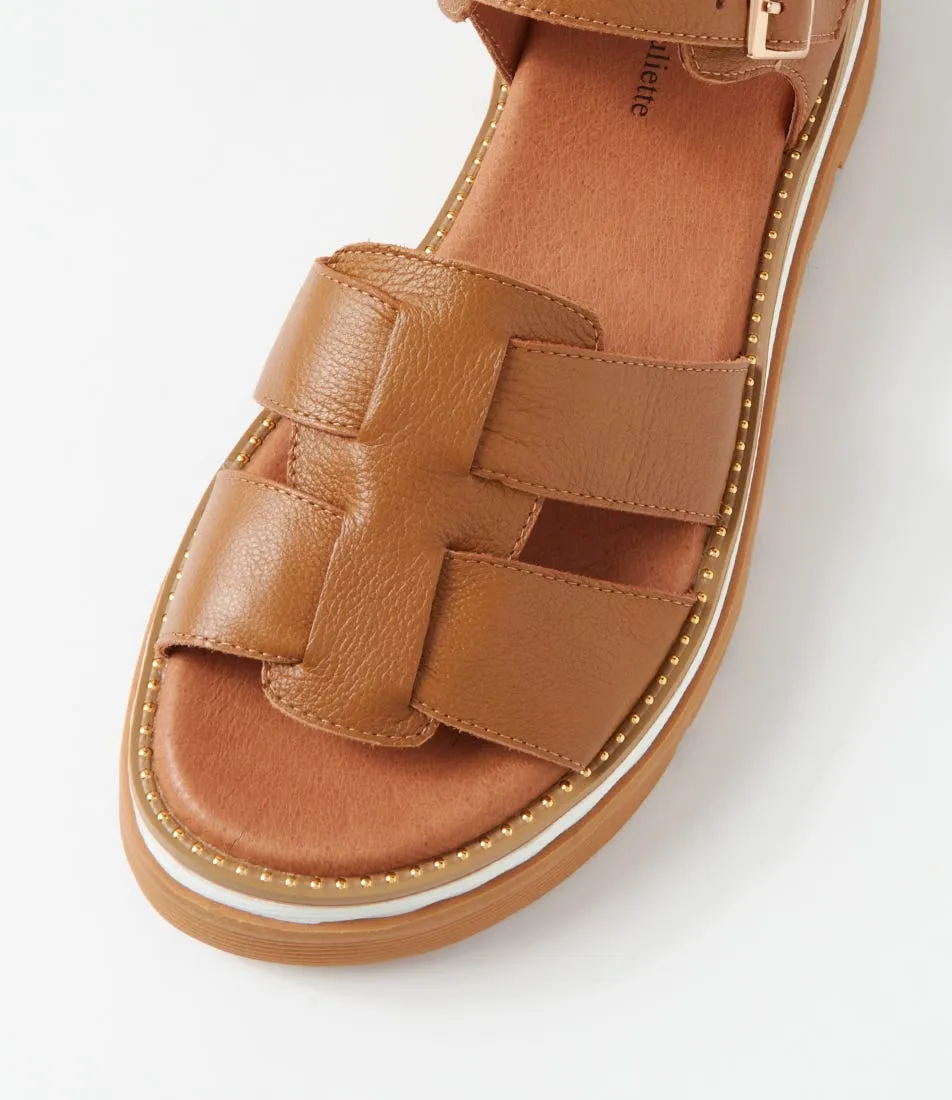 DJANGO & JULIETTE Simm Toffee Leather Sandals