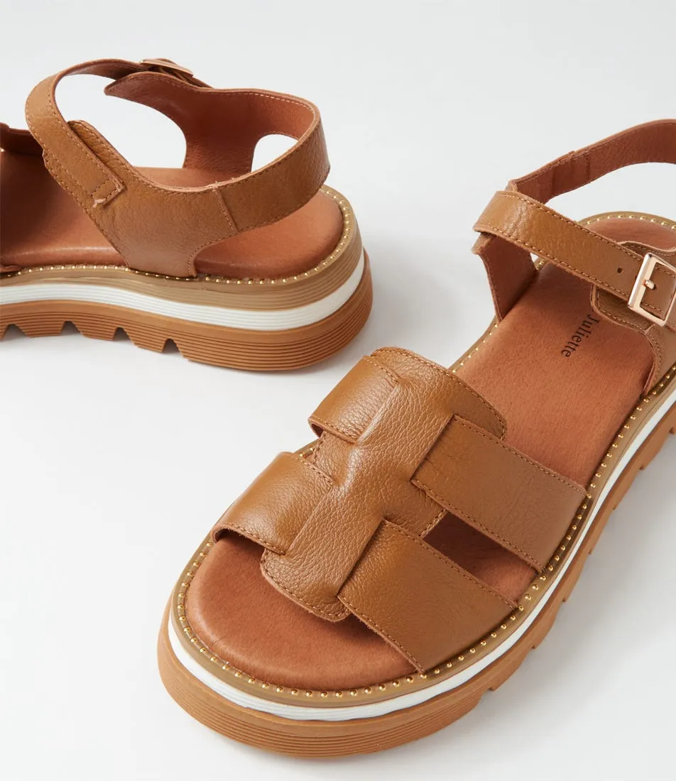 DJANGO & JULIETTE Simm Toffee Leather Sandals