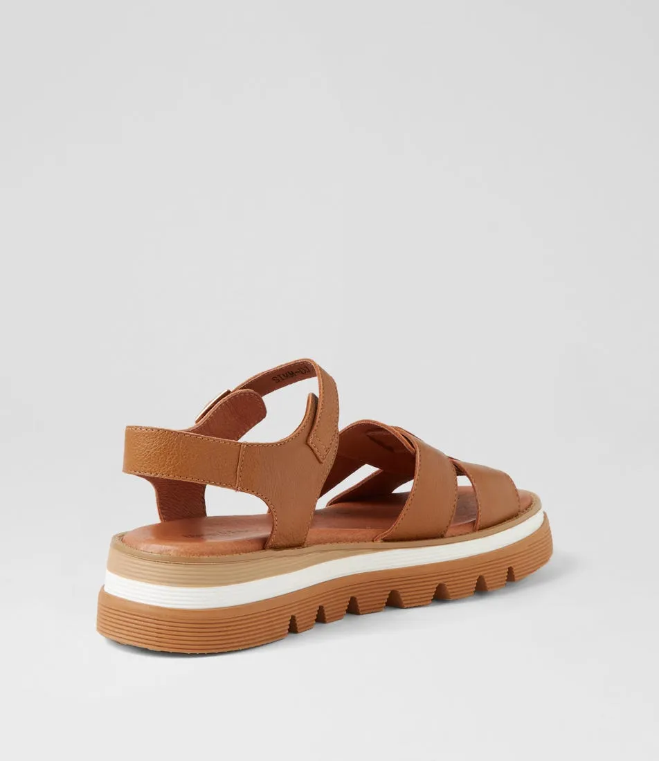 DJANGO & JULIETTE Simm Toffee Leather Sandals