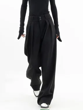 Double Buttons Wide Leg Dress Pants