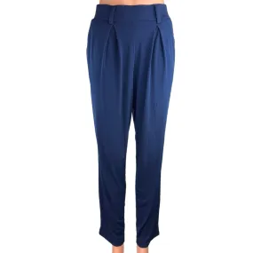 Express Blue Mid Rise Stretchable Straight Leg Career Pleated Dress Pants Size M