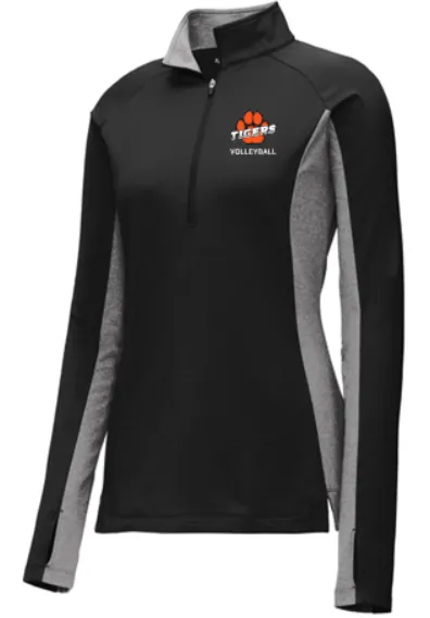 FHS GIRLS VOLLEYBALL LADIES SPORT-WICK STRETCH CONTRAST 1/4 ZIP PULLOVER