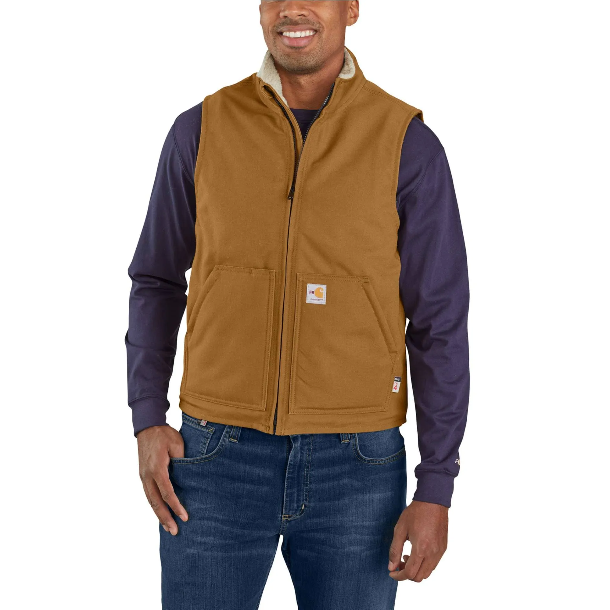 Flame-Resistant Duck Sherpa-Lined Vest