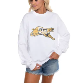 Gameday Couture Pitt Panthers Women's White Run It Back Perfect Crewneck Pullover Sweatshirt