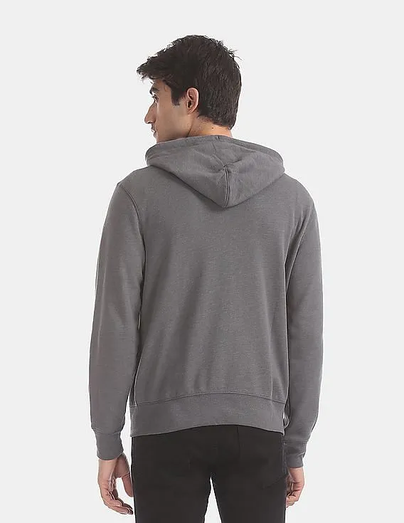 GAP Men Grey Logo Fleece Zip Hoodie