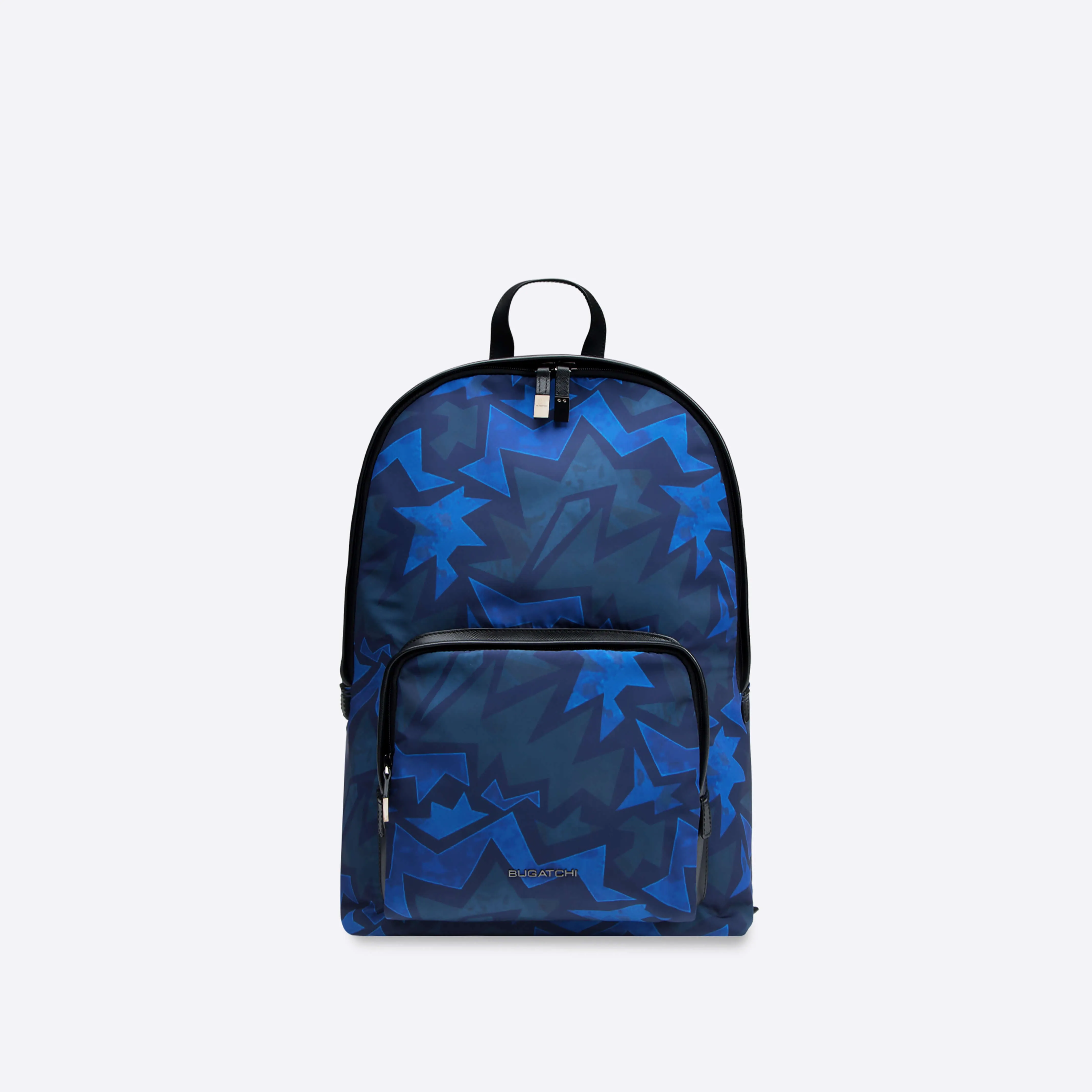 Geometric Nylon Backpack with Leather Trim