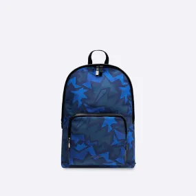 Geometric Nylon Backpack with Leather Trim