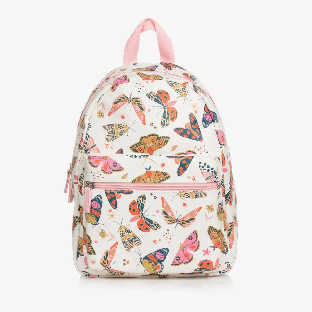 Girls White & Pink Butterfly Backpack (32cm)