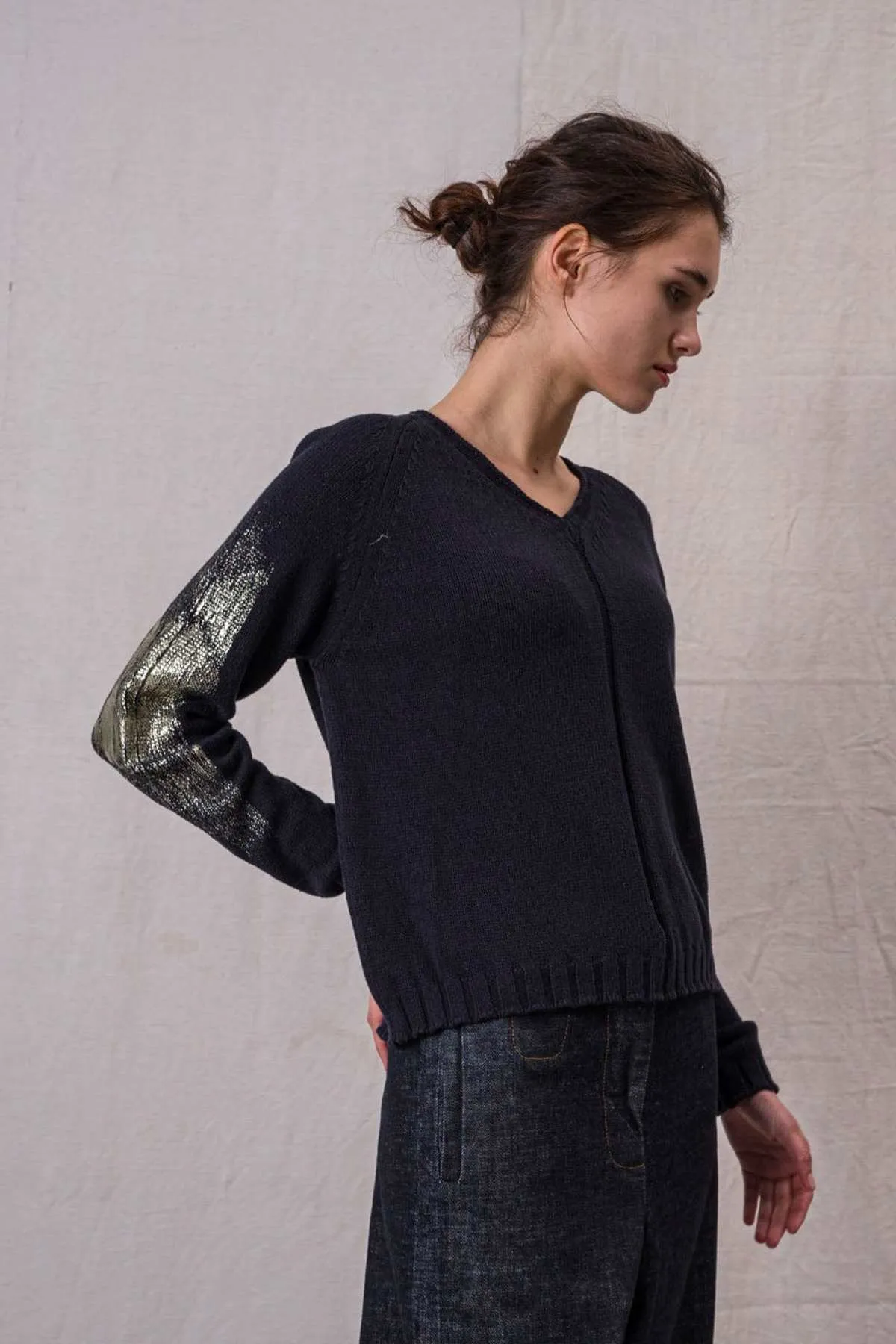 H+ Hannoh Wessel Kaori Metallic Applique Pullover - Antracite