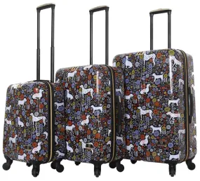 Halina Vicky Yorke Urban Jungle Dogs 3-Piece Luggage Set 