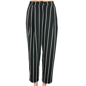 H&M Divided NWT Black Striped Pleat Front Tapered Leg Crop Ankle Trouser Pants 4