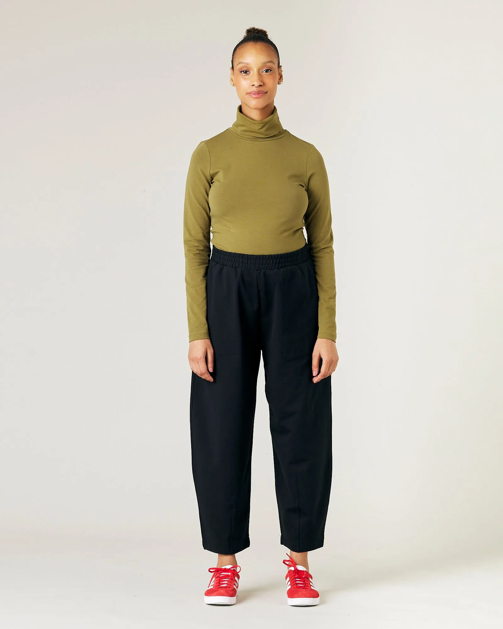 Huxley Black Cotton Jersey Trousers