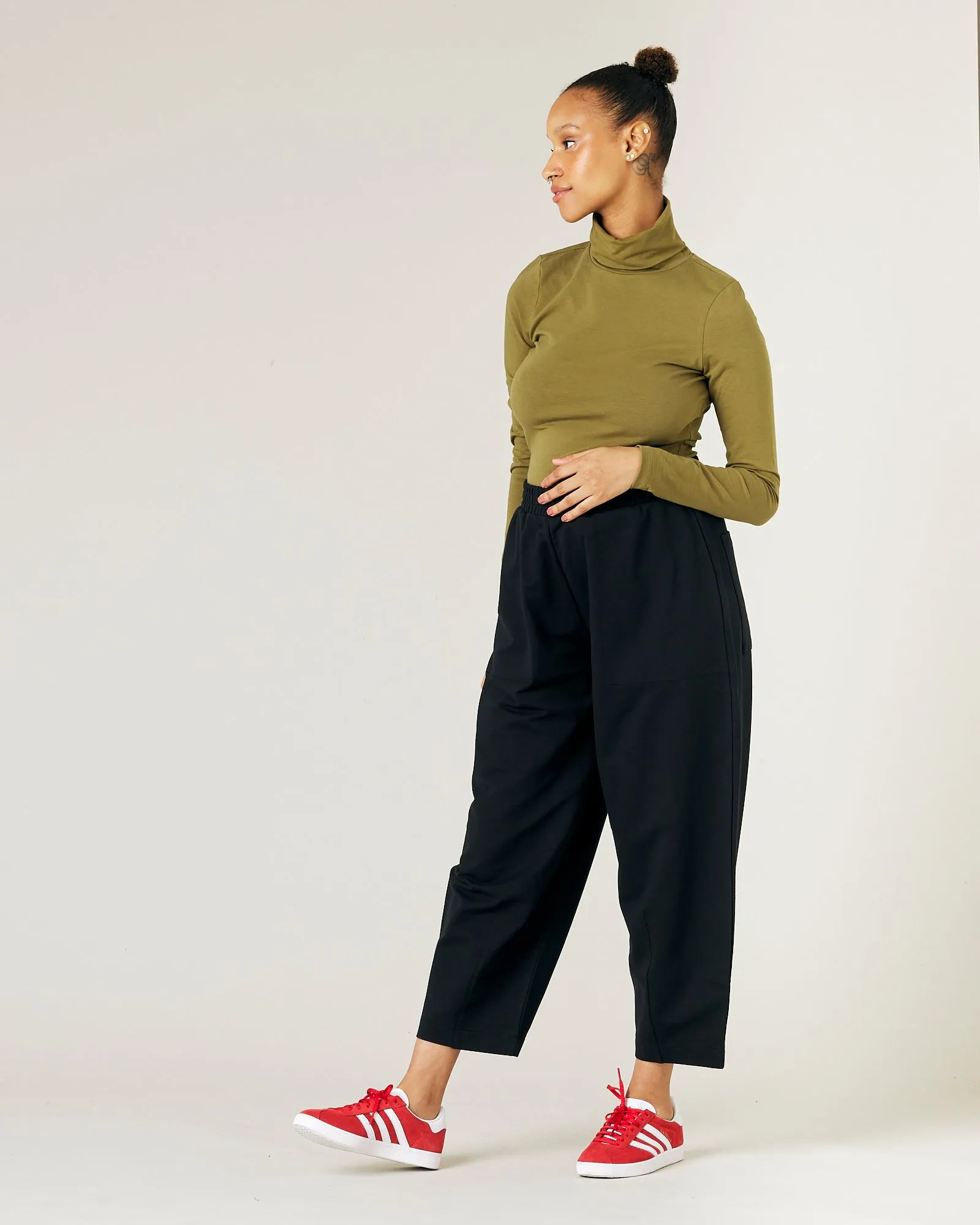 Huxley Black Cotton Jersey Trousers