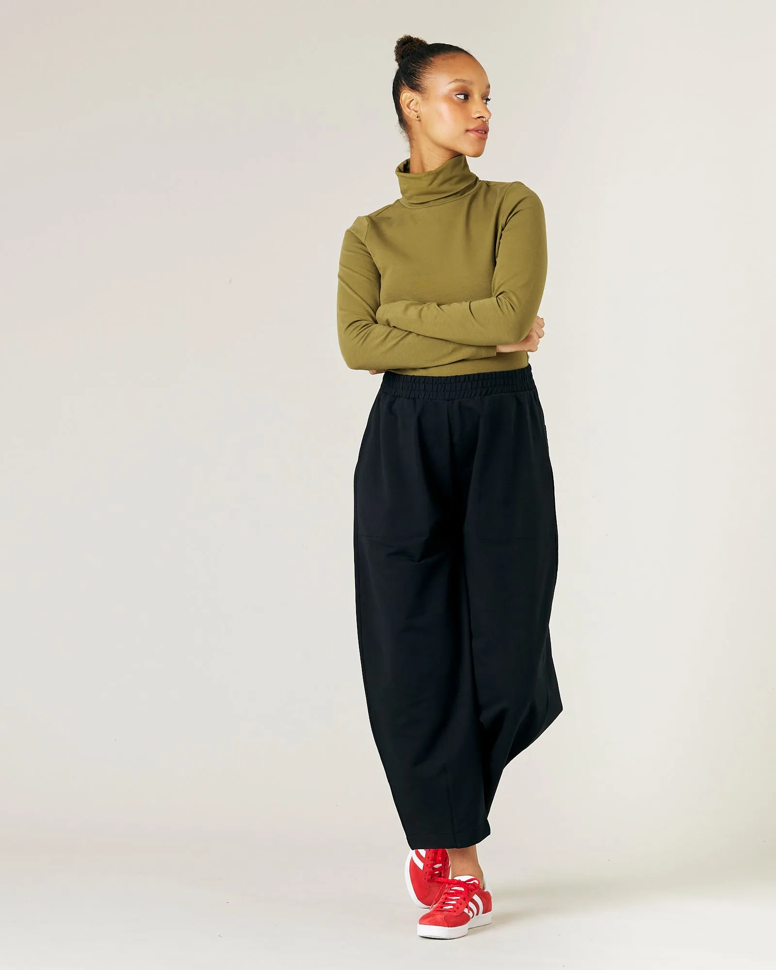 Huxley Black Cotton Jersey Trousers