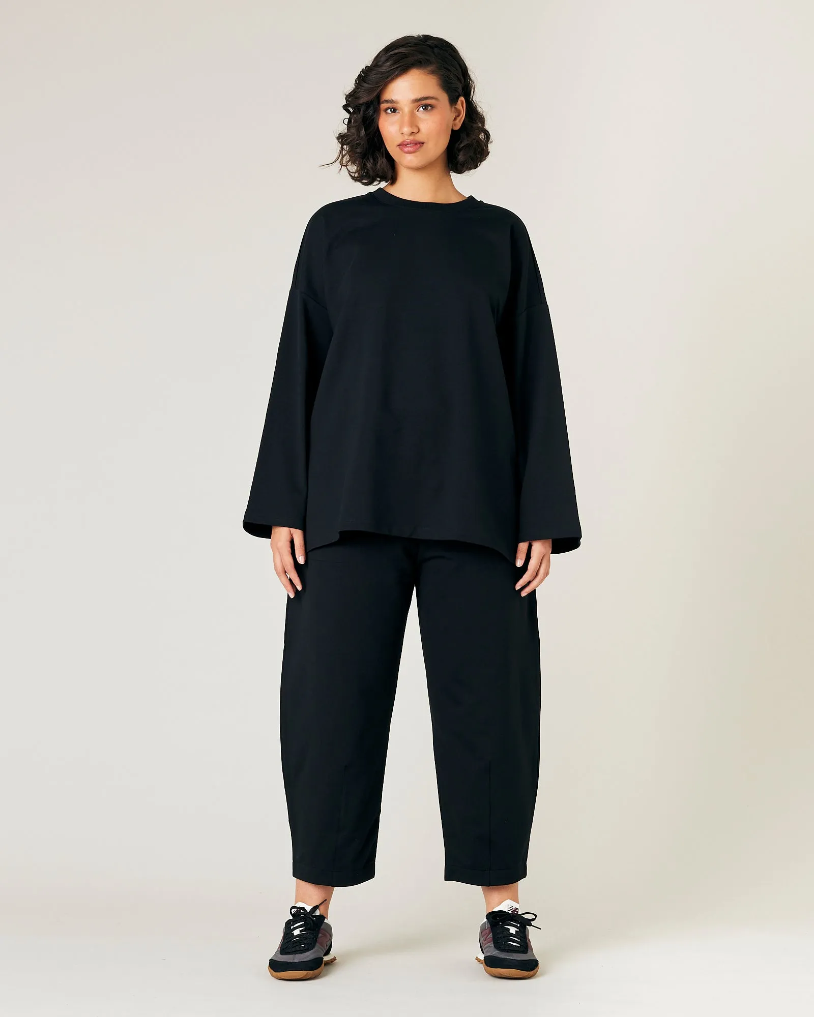 Huxley Black Cotton Jersey Trousers