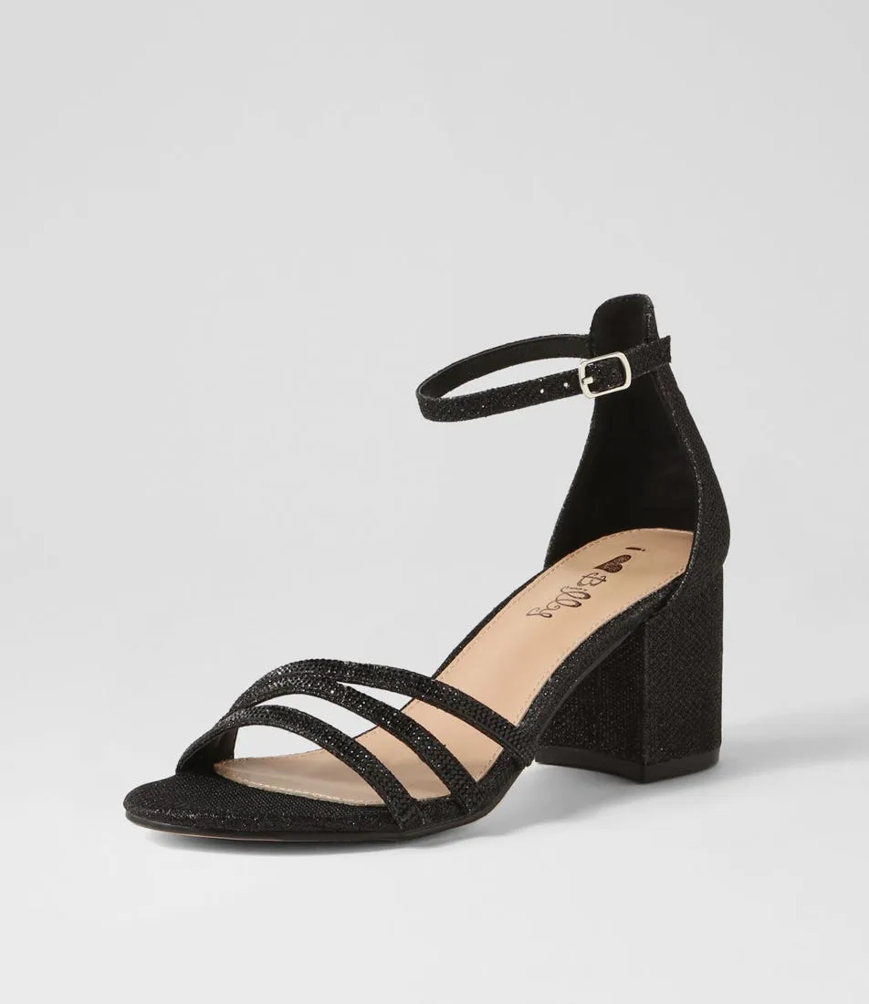 I LOVE BILLY Jalim Black Glitter Sandals