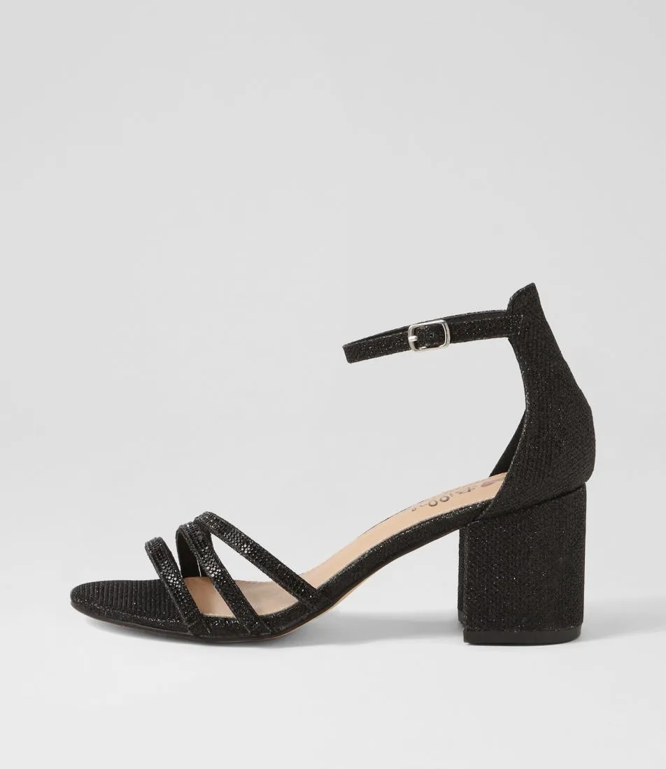 I LOVE BILLY Jalim Black Glitter Sandals