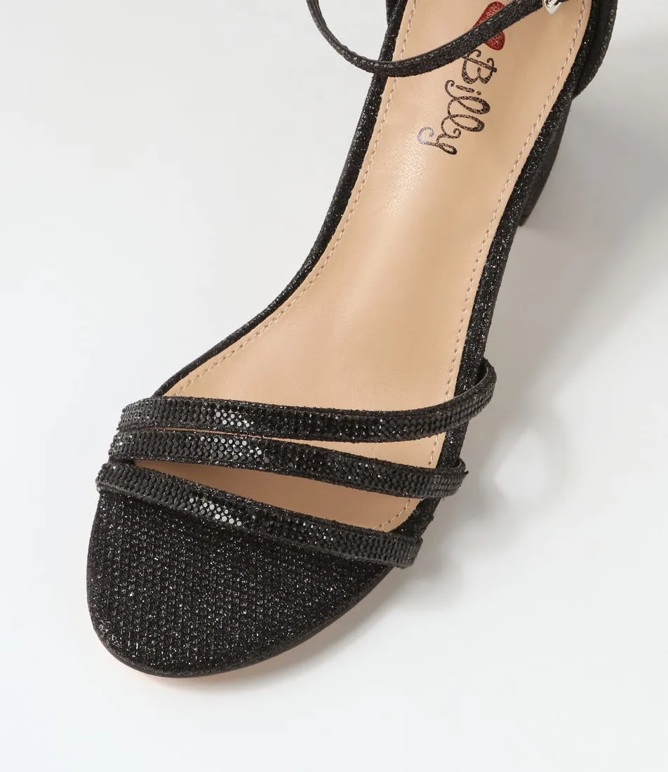 I LOVE BILLY Jalim Black Glitter Sandals