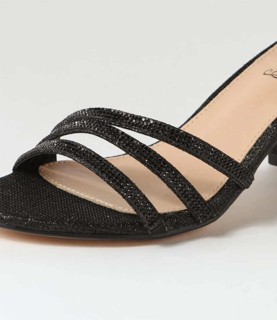 I LOVE BILLY Jalim Black Glitter Sandals