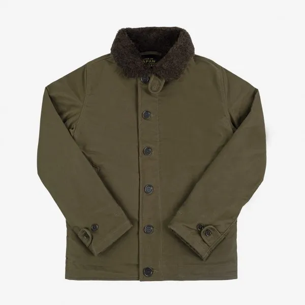 Iron Heart Oiled Whipcord N1 Deck Jacket - Olive Drab Green