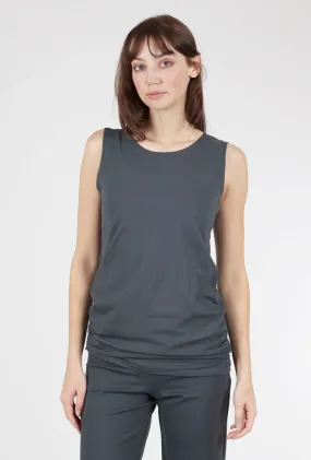 Jersey Ruched Tank, Obsidian