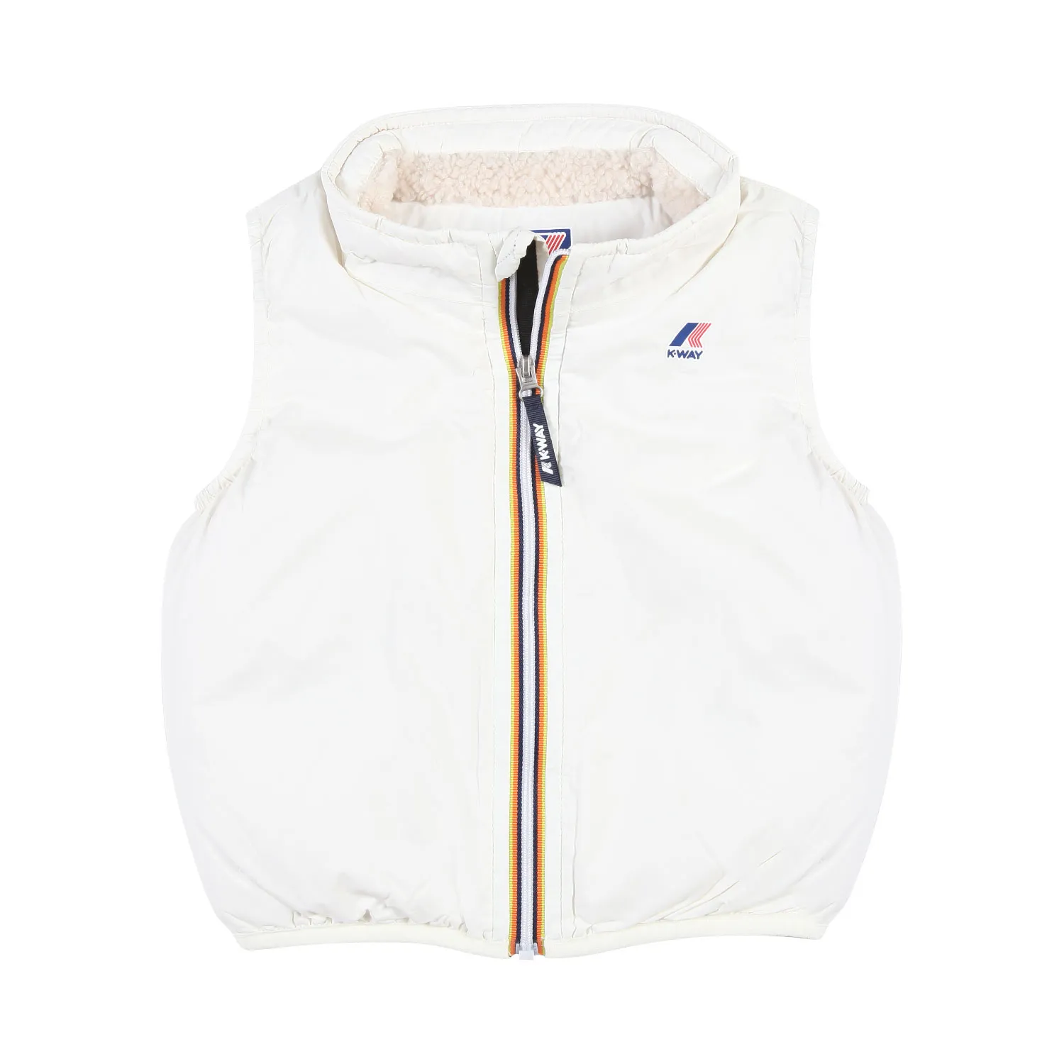 K-Way White And Ecru Rouland Orsetto Unisex Vest