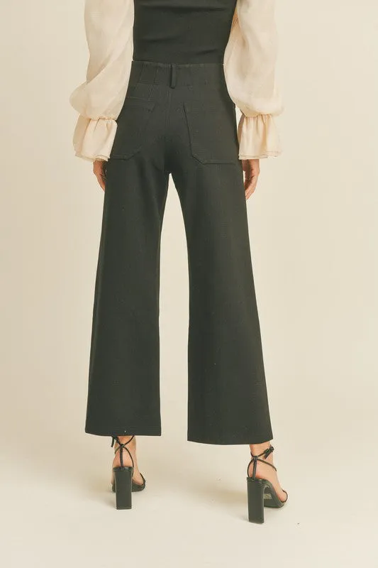 Kairi High Waist Straight Leg Front Pocket Pants - Black