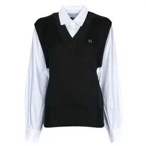 Karl Lagerfeld - KNIT VEST W/ POPLIN SHIRT