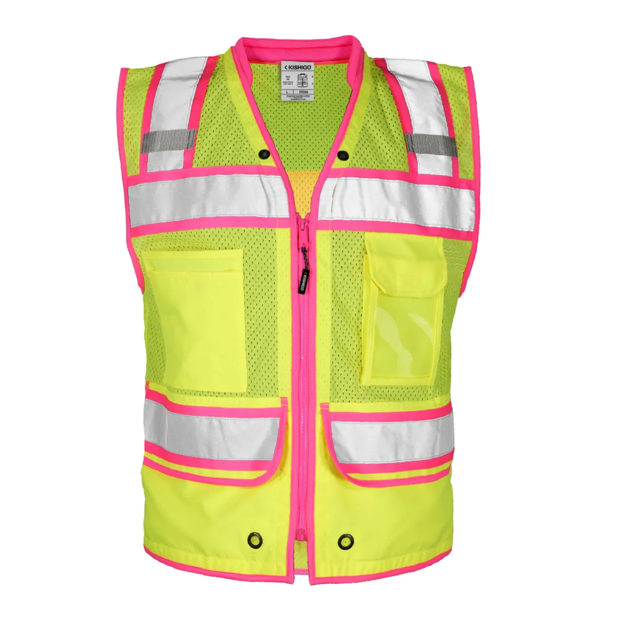 Kishigo Color Contrast High Performance Surveyors Vest Lime-Pink S5046