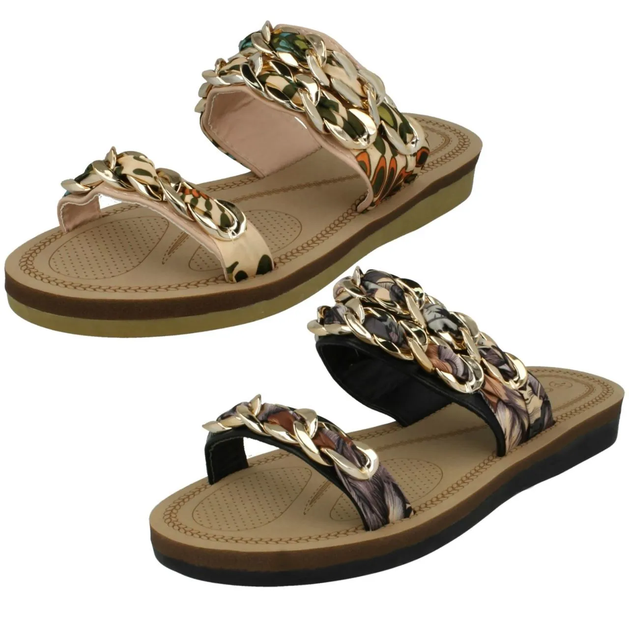 Ladies Savannah Flat Double Braided Strap Sandals