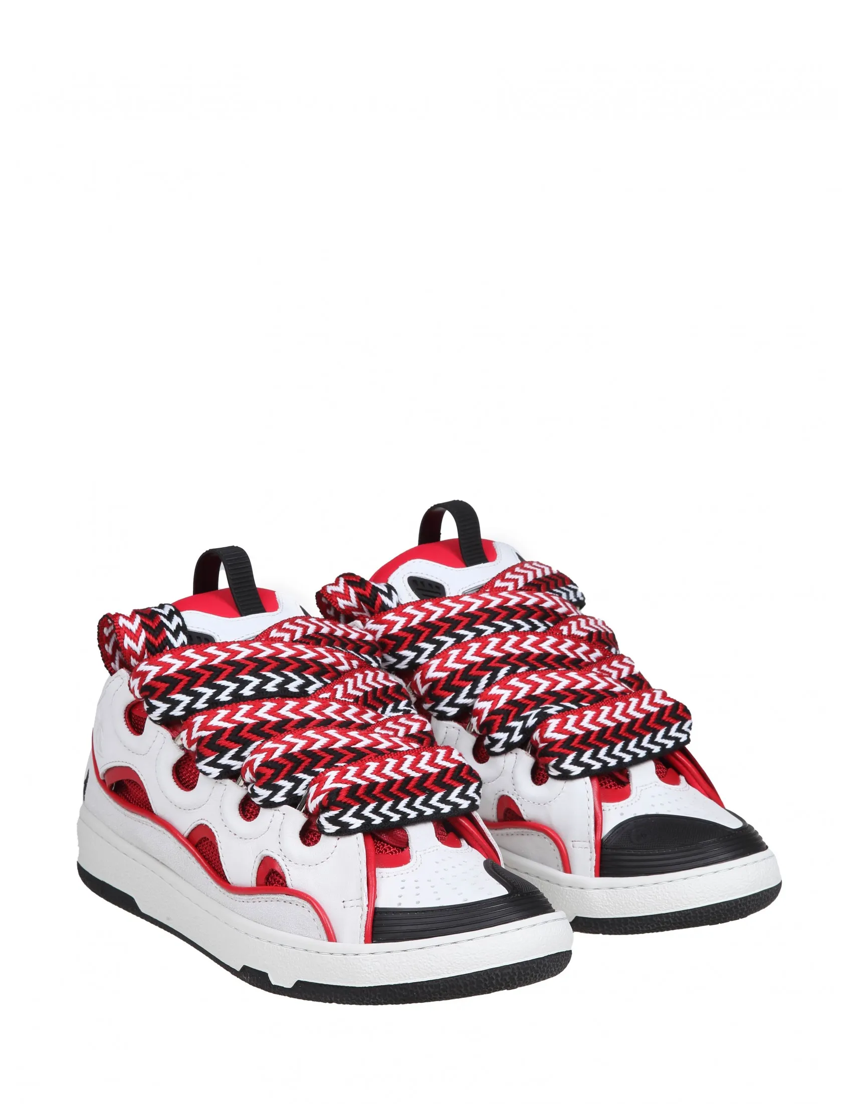 LANVIN CURB SNEAKERS LANVIN CURB SNEAKERS IN WHITE AND RED LEATHER AND SUEDE