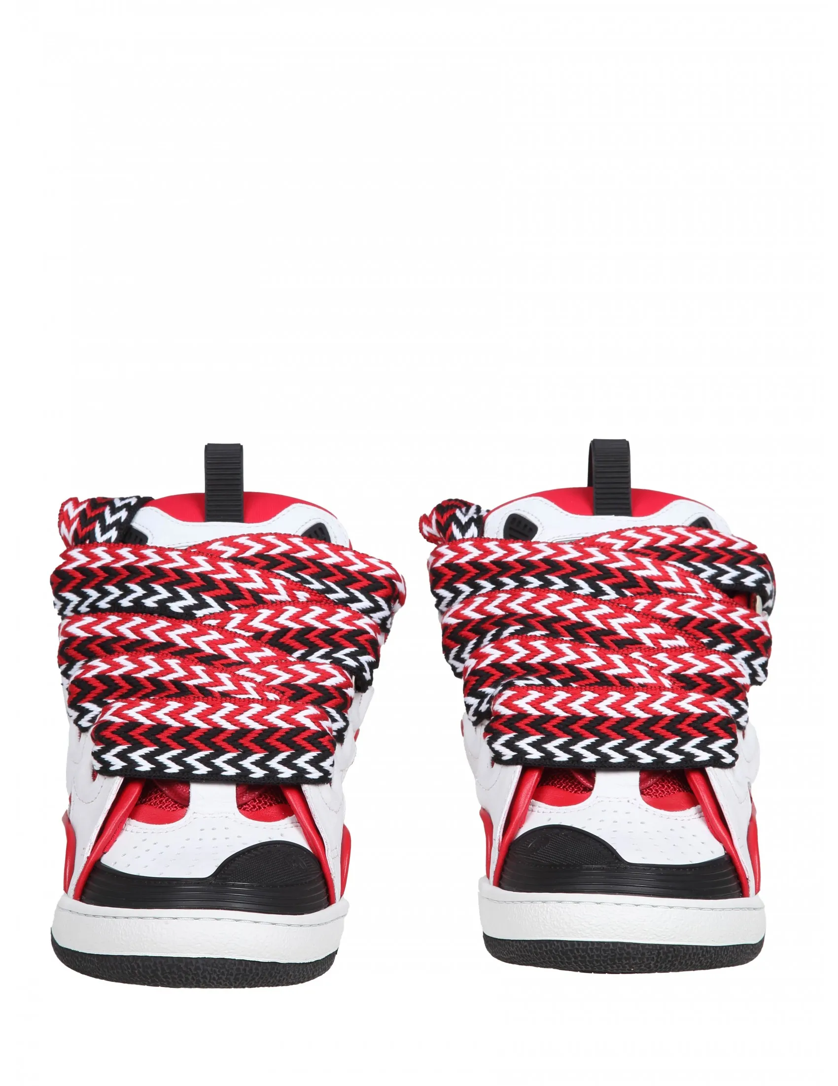 LANVIN CURB SNEAKERS LANVIN CURB SNEAKERS IN WHITE AND RED LEATHER AND SUEDE