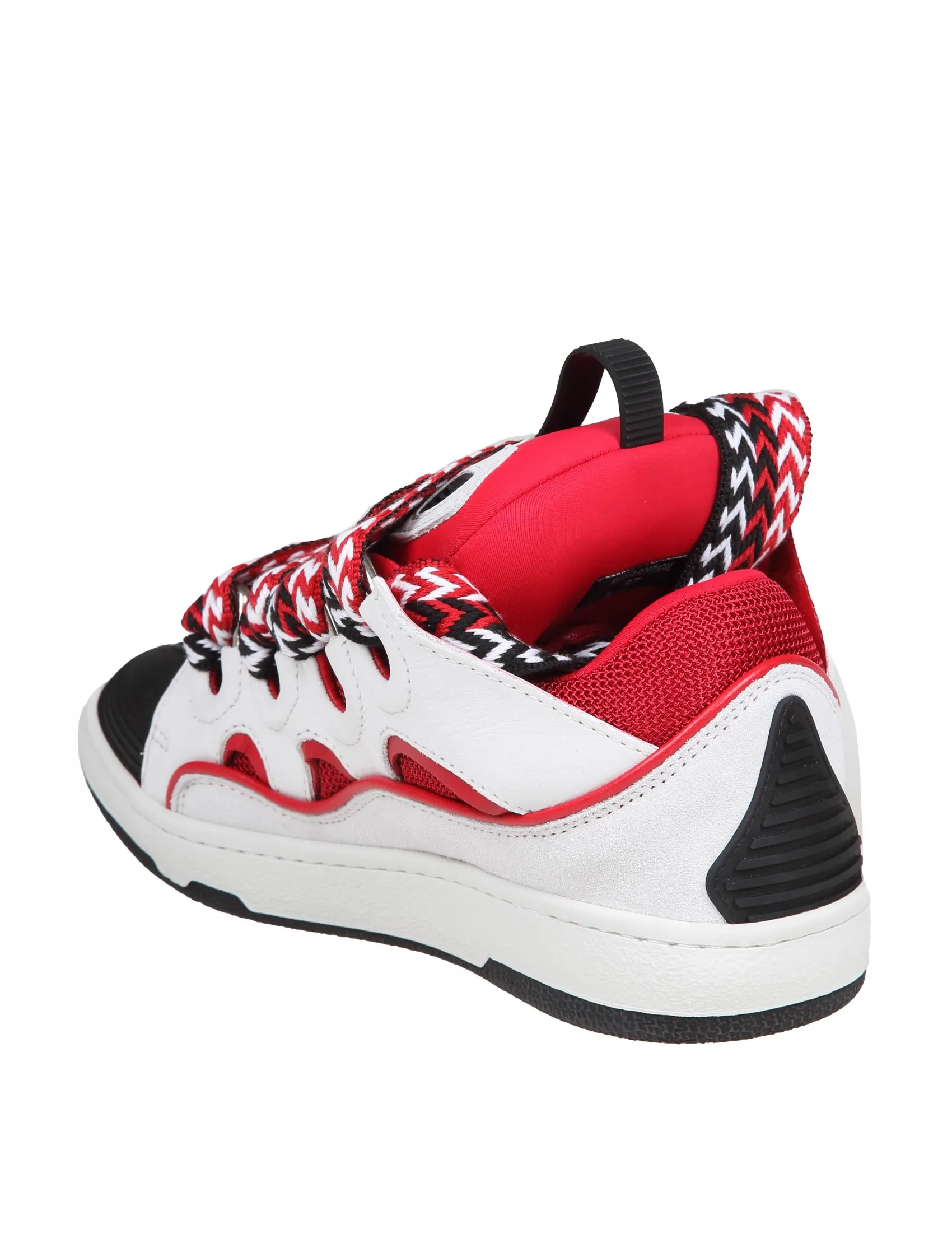 LANVIN CURB SNEAKERS LANVIN CURB SNEAKERS IN WHITE AND RED LEATHER AND SUEDE