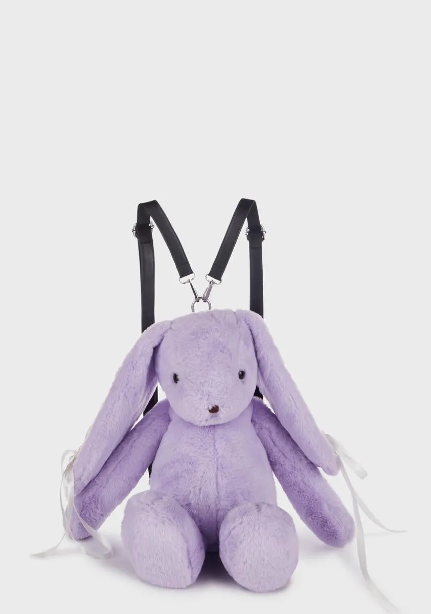 Lavender Cuddly Bunny Plush Backpack-