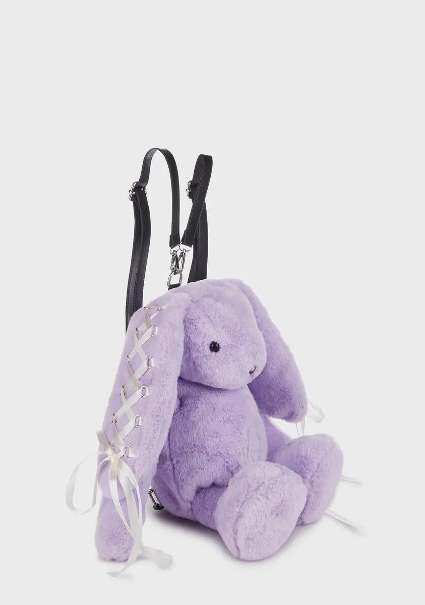 Lavender Cuddly Bunny Plush Backpack-