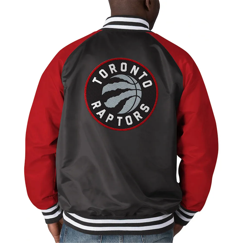 Lead Off Hitter Toronto Raptors Red and Black Satin Jacket