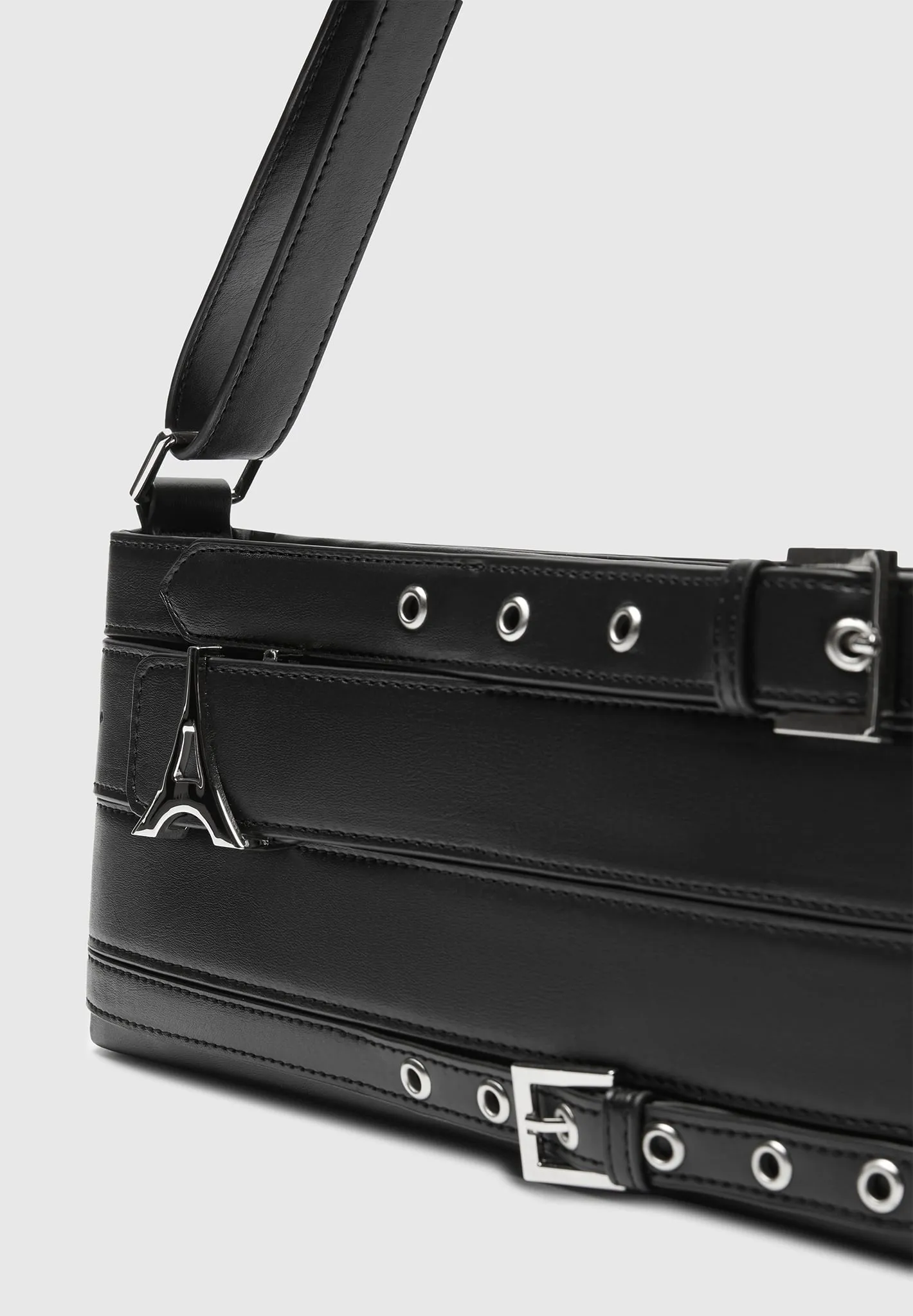 Leather Eiffel Belt Bag - Black