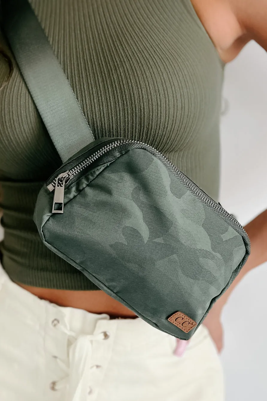 Life's Adventures Camo Print Belt Bag (Olive)