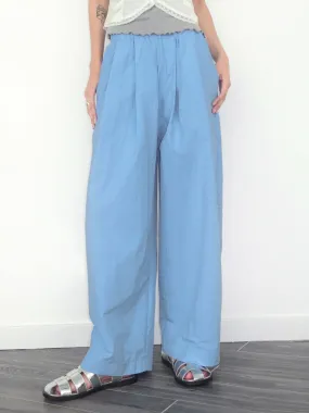 Lightweight Cotton Wide Leg Straight Trousers