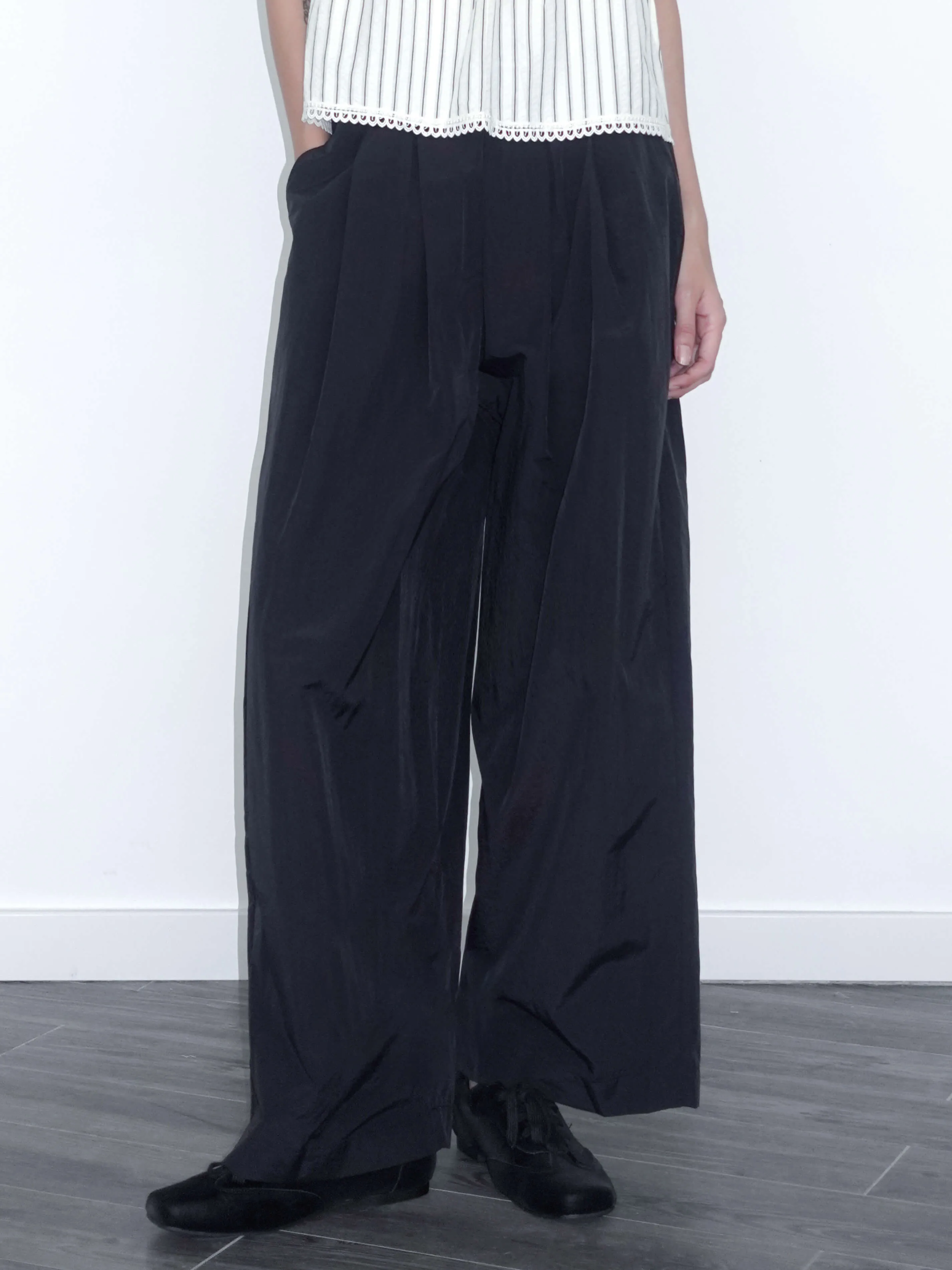 Lightweight Cotton Wide Leg Straight Trousers