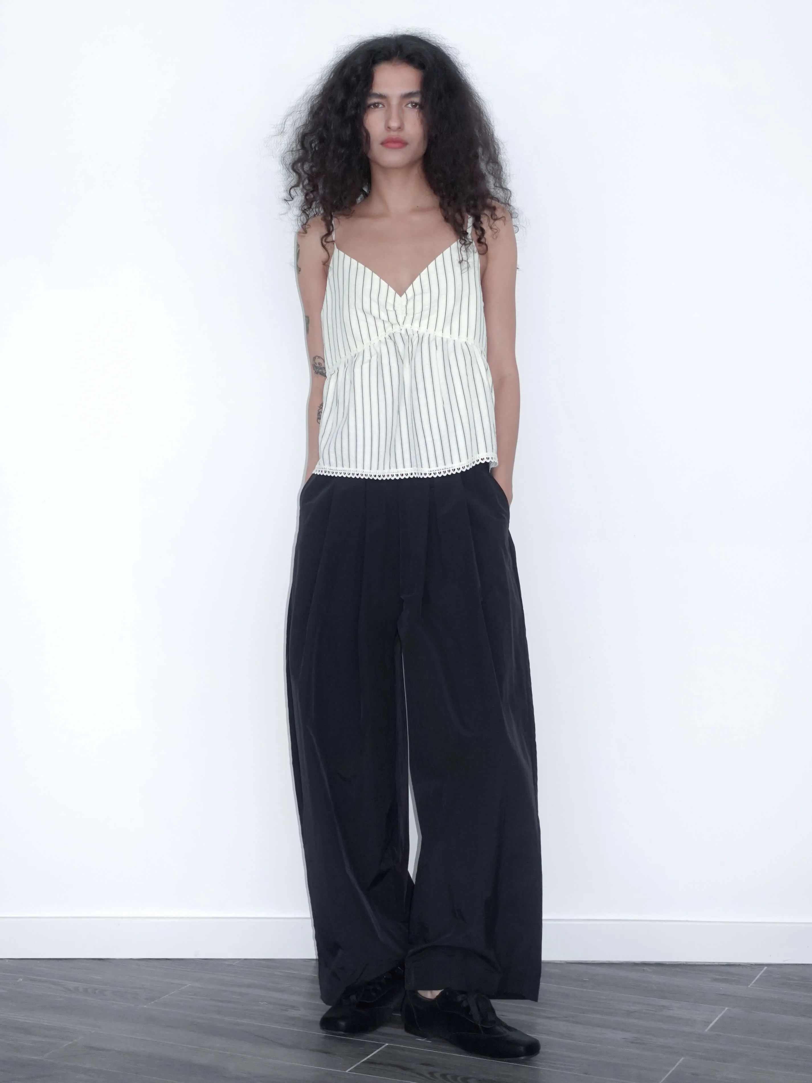 Lightweight Cotton Wide Leg Straight Trousers