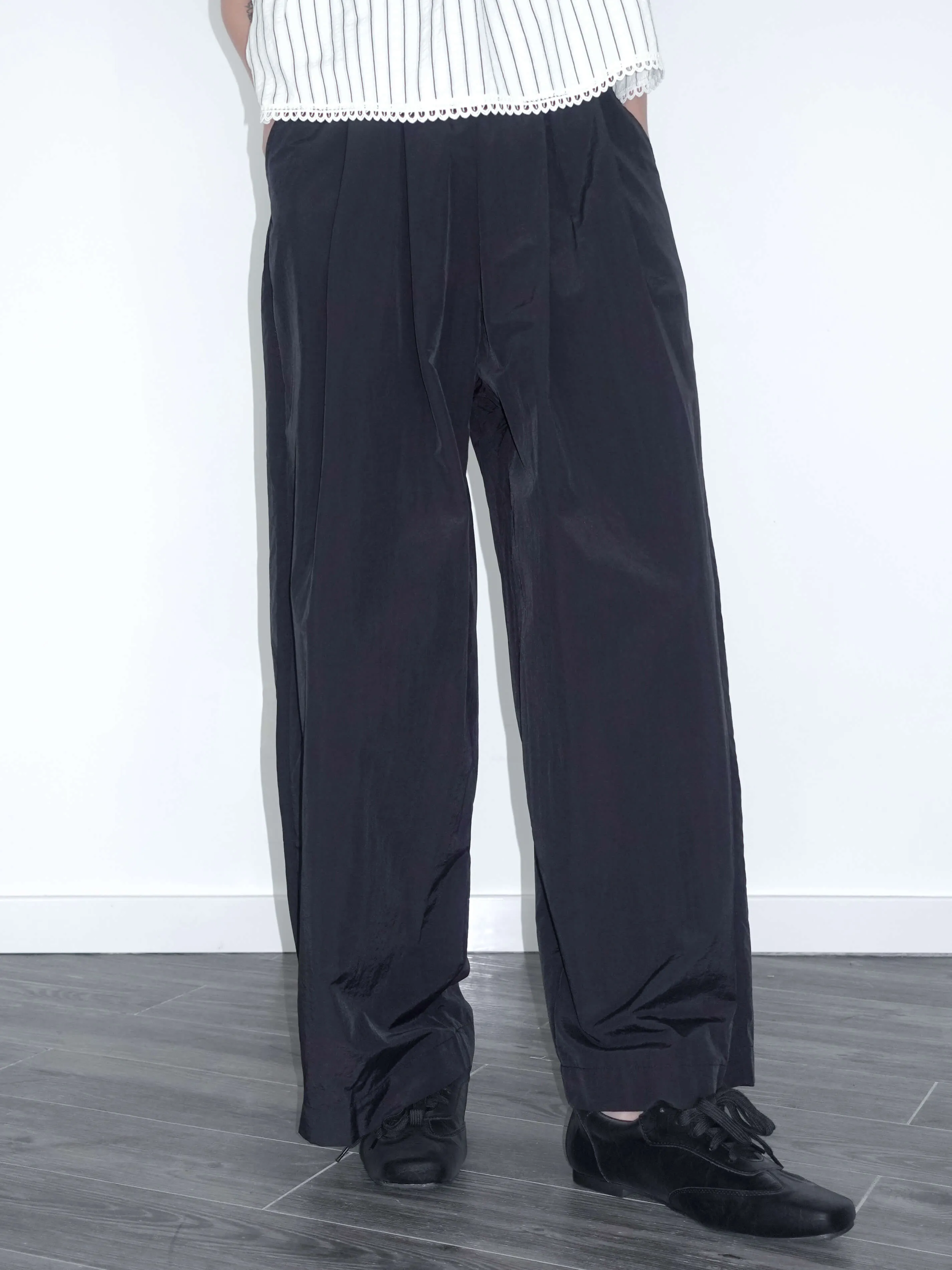 Lightweight Cotton Wide Leg Straight Trousers