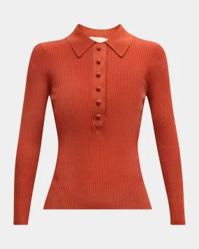 Long-Sleeve Polo Top