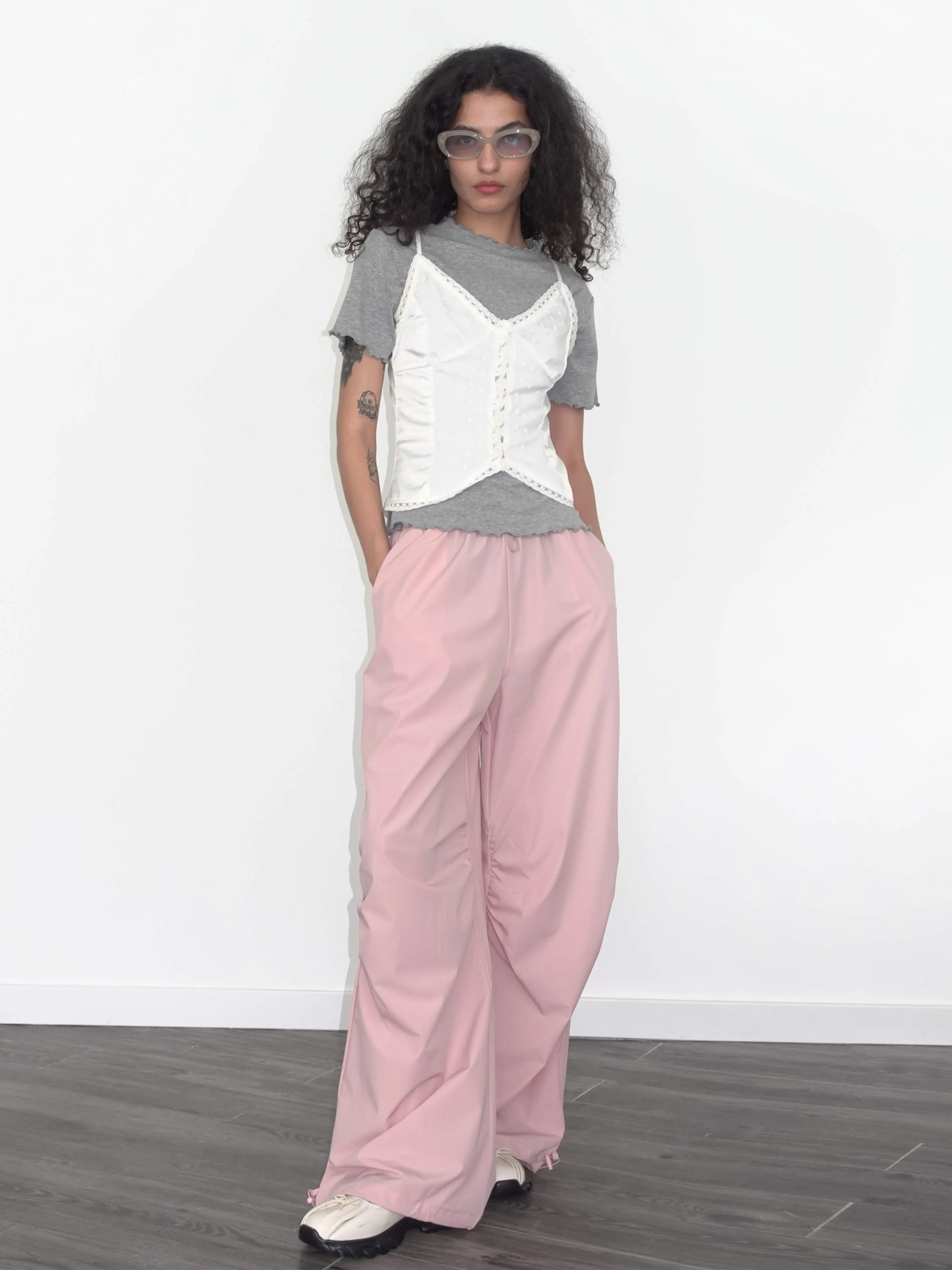 Loose Parachute Trousers with Elastic Waist