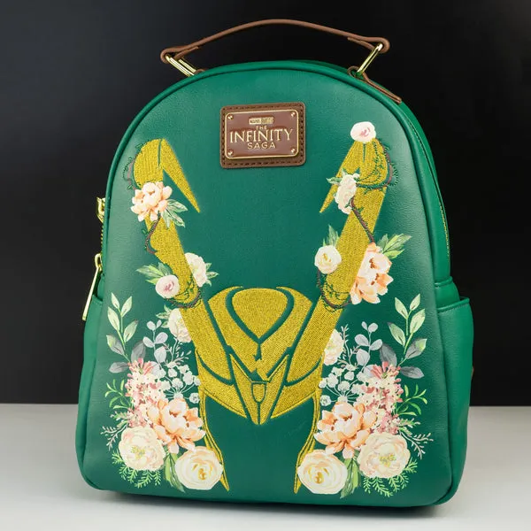 Loungefly x Marvel Floral Loki Mini Backpack