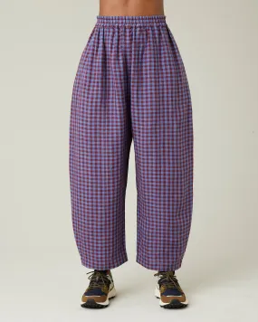 Mabel Blueberry Check Linen Trousers